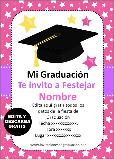 Invitaciones de graduación para primaria color rasado