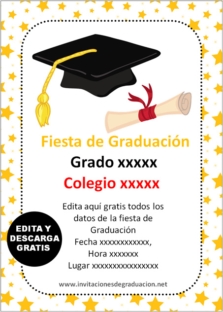 Invitaciones de graduación primaria fondo de estrellas