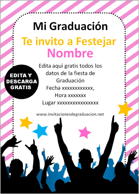 Invitación Fiesta de graduación secundaria color rasado