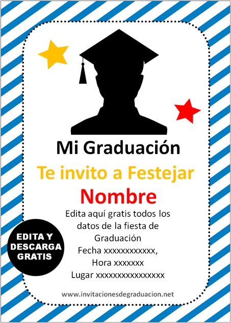 Invitación fiesta de graduación color azul