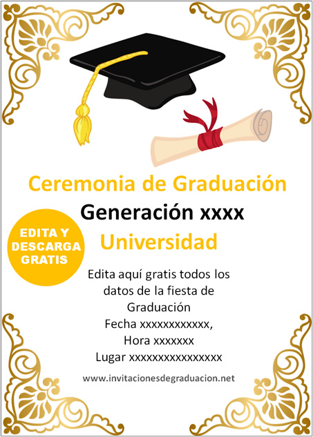 Las Mejores Invitaciones De Graduación Universitaria Para Editar Gratis