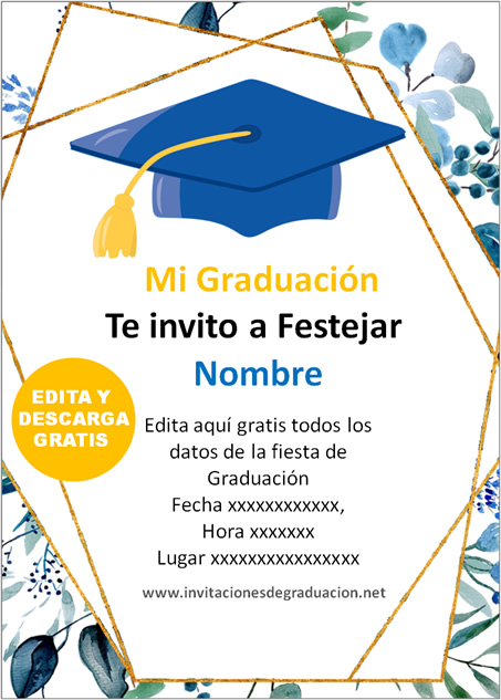 Invitación de graduación Universitaria azul