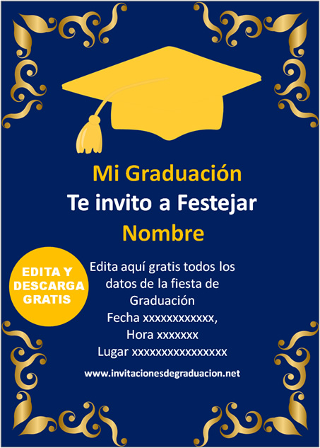 Invitación de graduación universitaria elegante azul