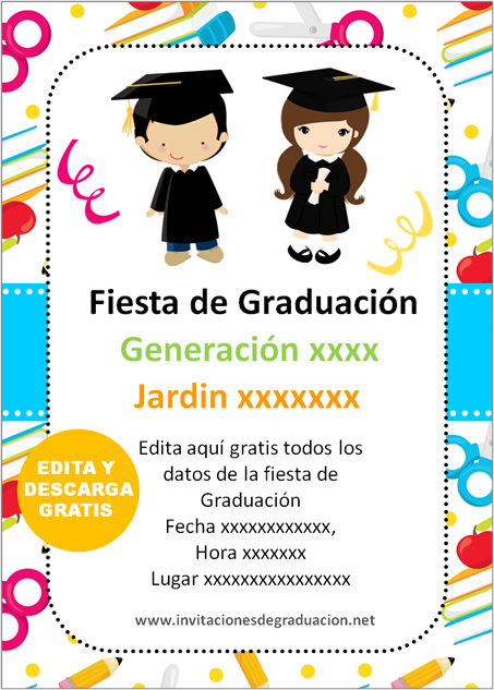 ▷ Las Mejores Invitaciones de Graduación Preescolar - kinder para editar