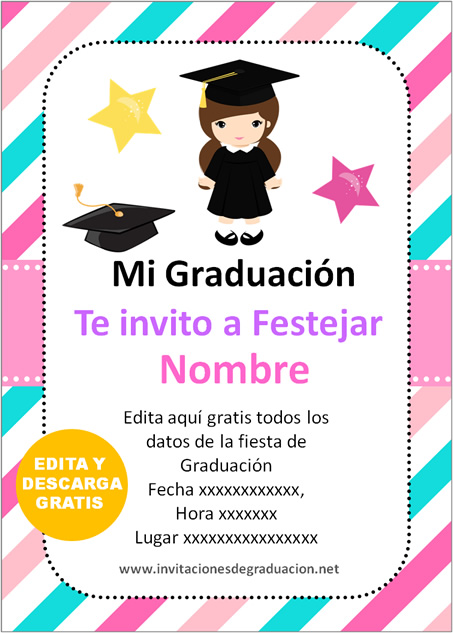 invitación de graduación preescolar Nena