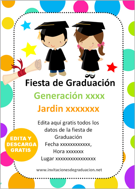 Invitaciones chulas para graduación de Preescolar